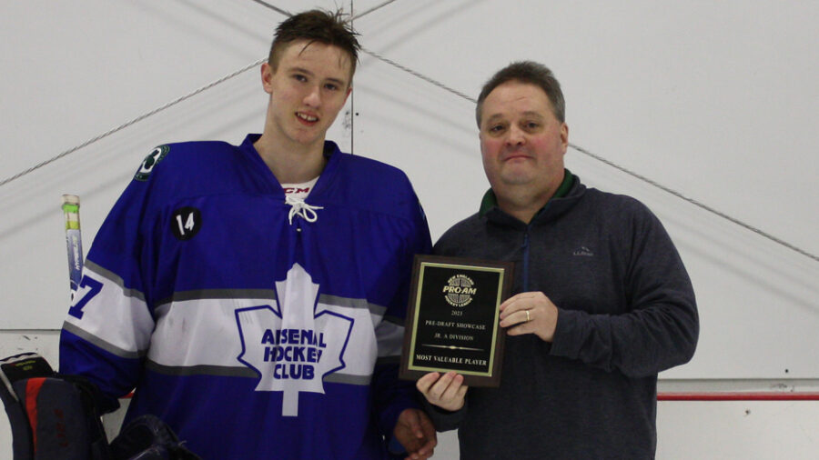 2023 Pre-Draft Jr. A All-Tournament Most Valuable Player: Donald Hickey (Arsenal Hockey)